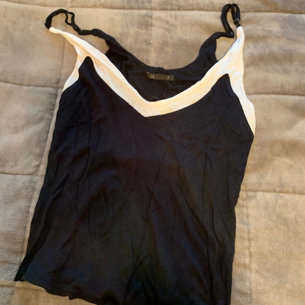 lizzie black and white tank top